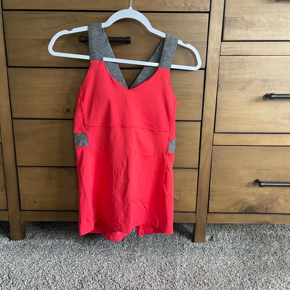 Lululemon Athletica Red and Gray Tank Top